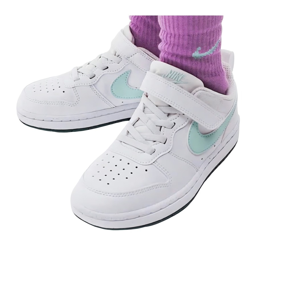 Nike Court Borough Low 2 Kids Shoes White Mint Green DV5457-102 Size 1Y